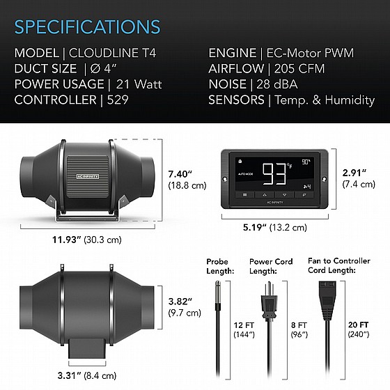 ���� 4" ��� AC Infinity CLOUDLINE T4
