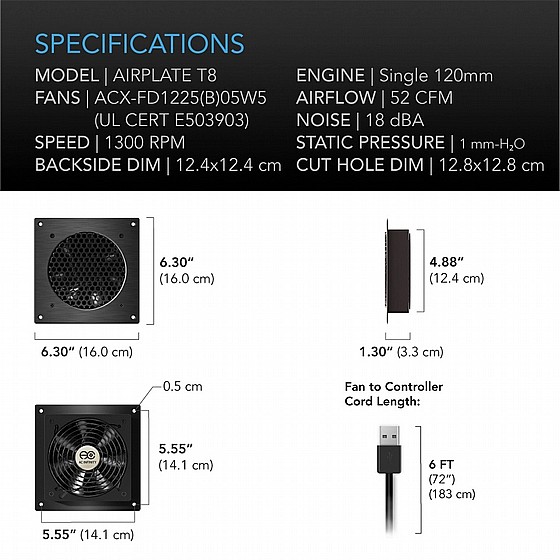 �� ��� ������� �������� ������ ������� AC INFINITY AIRPLATE T8