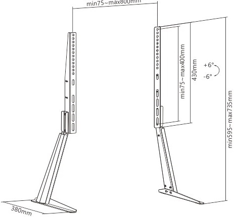 EAZO FS300 TV Base Stand EAZO FS300 Measurements